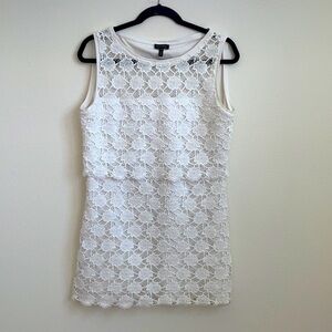 Escada Elisabetta white floral lace mini dress Med